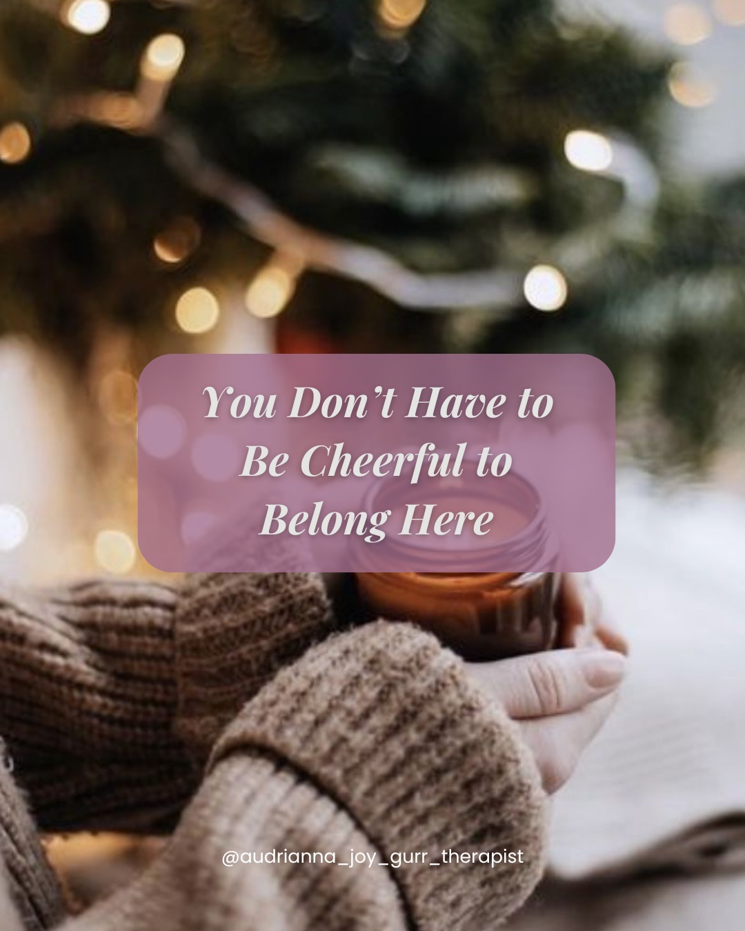 The holidays can bring joy, but also exhaustion, pressure, grief, or emotional overwhelm. 🎄

If you’re moving through this season without constant cheer, nothing is wrong with you. You don’t have to match the energy of the room. You don’t have to be “on.” You don’t have to perform joy to be included. 🌙

You deserve softness, space, and support, exactly as you are.

Take moments to check in with yourself. Offer gentleness where it hurts. And remember: your feelings have a place here, too. 🤍

#HolidayMentalHealth #GentleReminders #EmotionalWellbeing #SelfCompassion