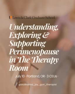 If you're a therapist, counselor, or helping professional, how prepared do you feel when a client walks in describing mood swings, brain fog, sudden anxiety, or a complete loss of herself… and it turns out perimenopause is at the center of it?
Most of us weren't trained for this. And our clients are paying the price.
I'm presenting a 3-hour, skills-based, in-person training at Lewis & Clark Graduate School on July 10th and I want you there.

Understanding, Exploring, and Supporting Perimenopause and Menopause Experiences in The Therapy Room

Here's what you'll walk away with:
— A framework for identifying emotional patterns specific to perimenopause
— The ""Three Tiers"" tool for reducing anxiety-driven over-control in clients
— Assertiveness + boundary-setting skills using a Personal Bill of Rights lens
— Culturally responsive, equity-informed interventions you can use immediately in session

📅 July 10, 2026 · 9am–12pm
📍 Lewis & Clark Graduate School, Portland, OR
💳 $79 · 3 CEUs included
🎓 20% discount for GSEC alumni, adjuncts & supervisors · $40 student rate
Link in bio to register. Spots are limited.

💬 What's the biggest gap you've felt in your training around perimenopause? Drop it below.

#MentalHealthProfessionals #TherapistTraining #ContinuingEducation #Perimenopause #TraumaInformed #ClinicalPractice #WomensHealth #PortlandTherapist #CEUs #MenopauseAwareness